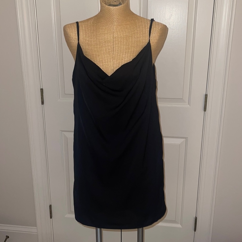 Black cowl neck mini dress